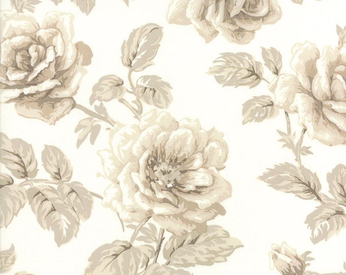 Regency Blues Fabric Sand Berwick Large Floral // Moda Fabrics by the Half Yard