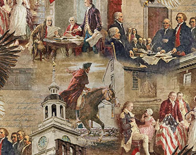 America 250 Stonehenge Independence Fabric // Northcott Studio DP28367-12 Beige by the Half Yard