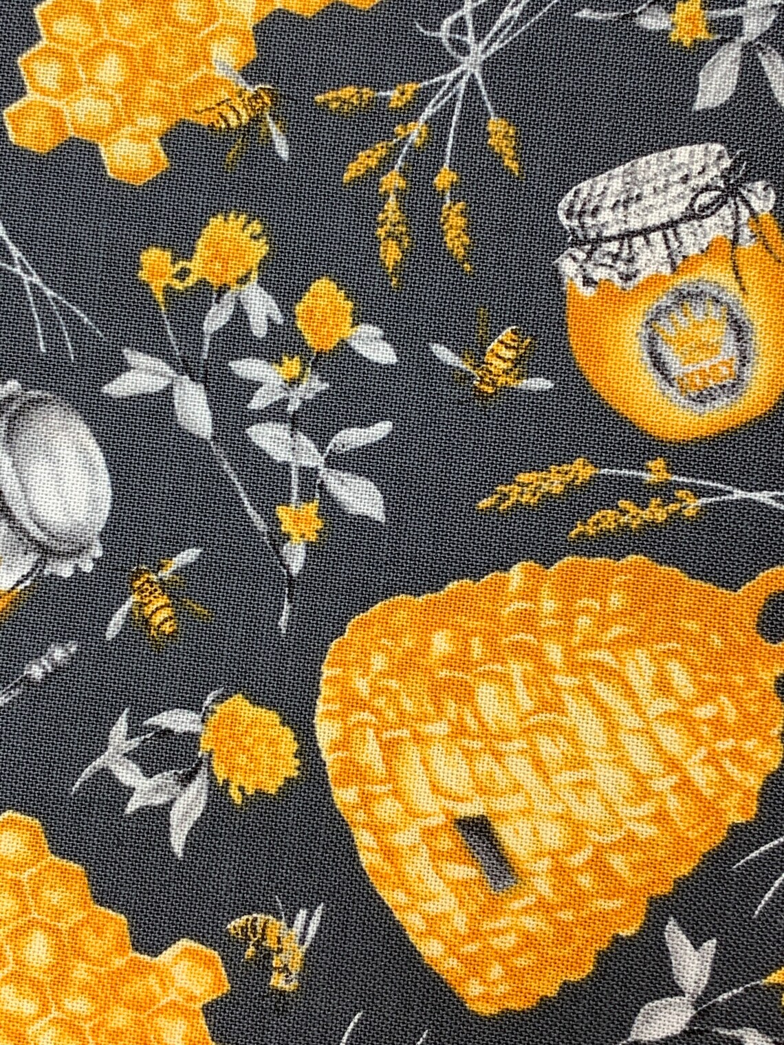 Show Me the Honey Beehives & Honey Jars Fabric // Blank Etsy