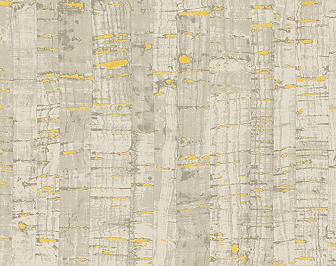 Uncorked Fabric Khaki Cotton Print Cork Like Appearance w/Metallic // Windham Fabrics 50107M-8 by the Half Yard