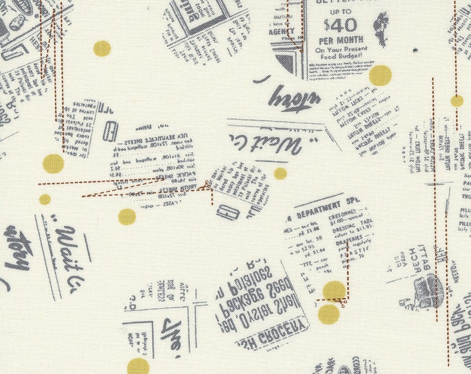 Celestial News Dropping Dot Circle Newspaper Fabric // Moda 1762 38 by the HALF YARD