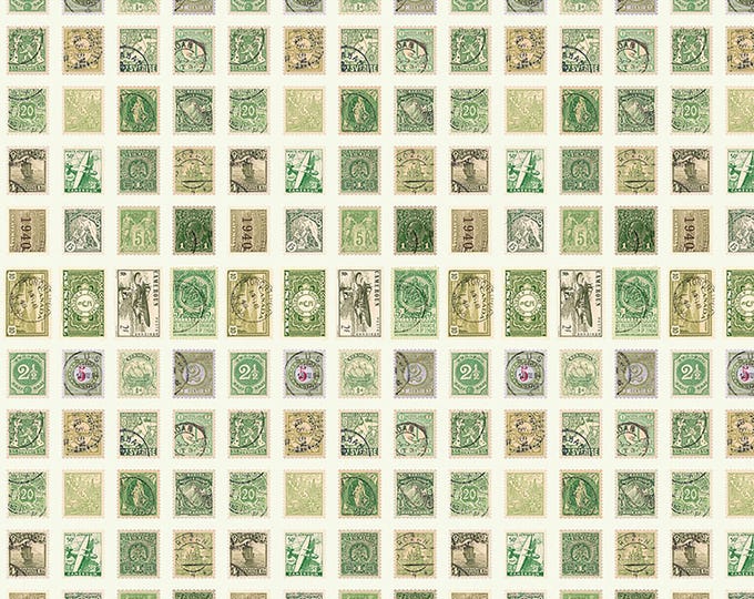 Tim Holtz Green Palette Stamps Fabric // FreeSpirit PWTH261.GREEN by the Half Yard