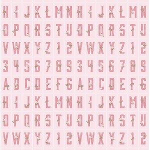 Gingham Farmhouse Rosy Monogram // 21&quot; Pink Panel Fabric by Poppie Cotton GF19100