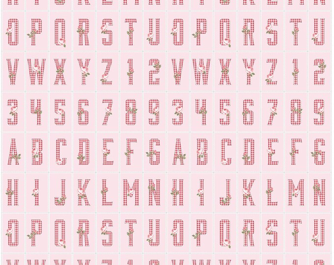 Gingham Farmhouse Rosy Monogram // 21" Pink Panel Fabric by Poppie Cotton GF19100