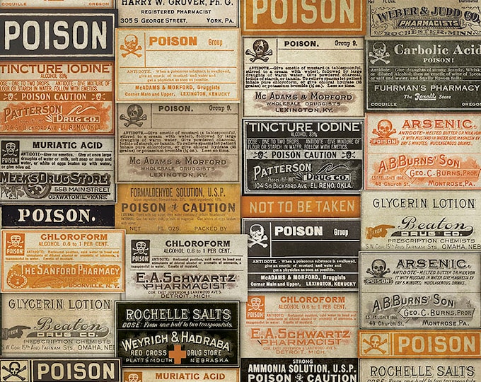 Tim Holtz Regions Beyond Apothecary Fabric // FreeSpirit PWTH072.MULTI by the Half Yard
