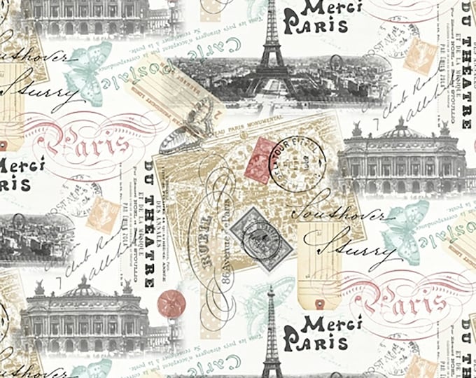 Merci Paris Collage Fabric // Windham 52137-X by the HALF YARD