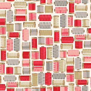 Stitch in Time Cotton Reels Fabric // Makower // Andover TP-2139-P by the HALF YARD