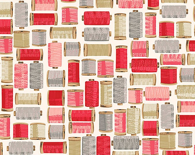 Stitch in Time Cotton Reels Fabric // Makower // Andover TP-2139-P by the HALF YARD