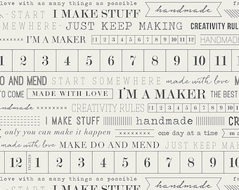 AGF I&#39;m a Maker Text Fabric // Art Gallery MKR 3891 by the Half Yard