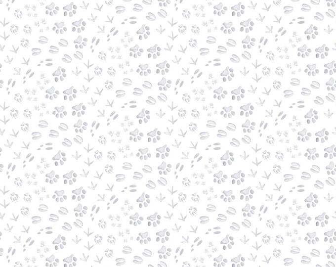 Winter Whites Animal Tracks Fabric // Studio E SEF7230-09 by the Half Yard