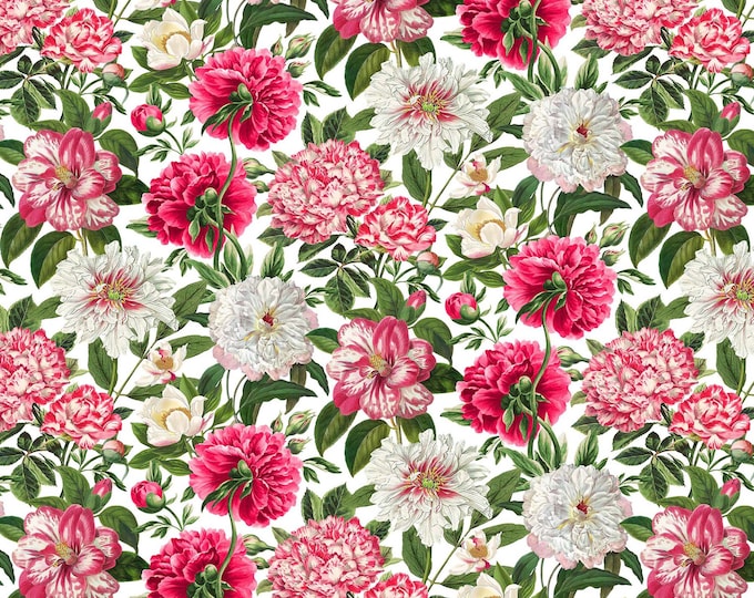 Bloom Large Peony Fabric // by the HALF YARD // Northcott Studio 25193-10