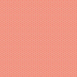 May include: A seamless pattern of white hexagons on a coral background.