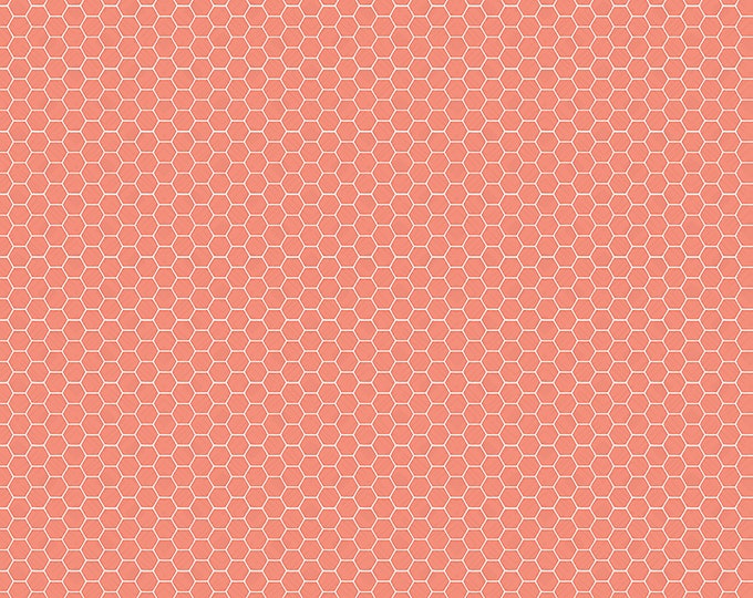 Tea with Bea Honeycomb Fabric // Riley Blake Designs C10495 CORAL by the HALF YARD