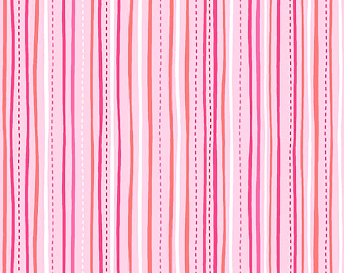 Sweet Caroline Stitched Stripe Fabric Pink // Caroline Critchfield // Quilting Treasures by the Half Yard