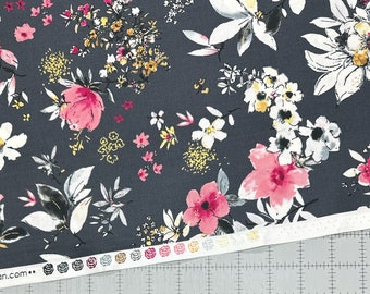 トップス COLUR ROLLAND BERRY Rosette Charcoal Fabric // Robert Kaufman SRKM-21282-184 by