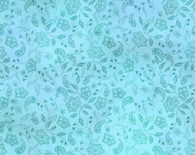 Resplendent Delicate Floral Fabric // In The Beginning 9JYO-2 Teal by the Half Yard