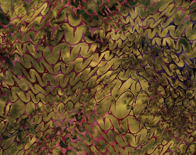 Malam Batiks IV Desert Ogee Fabric // RJR Studios 2977-005 Olive by the Half Yard