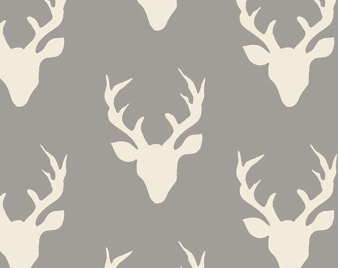 SALE Hello Bear Buck Forest Knit Fabric AGF // Art Gallery K 4434 Mist per YARD