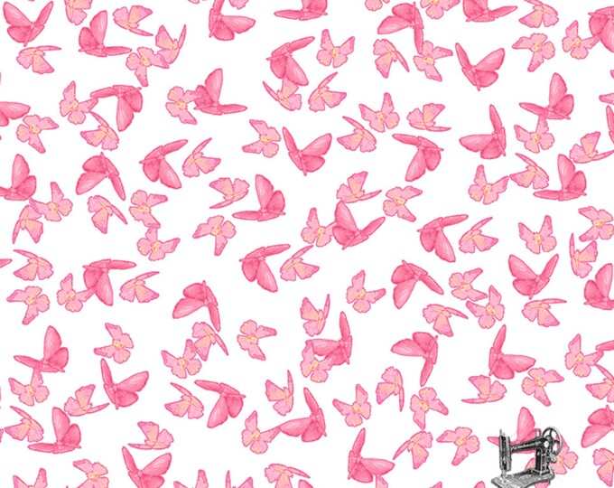 Poppy Garden Toss Butterflies Fabric // Clothworks Y2188-1 by the HALF YARD