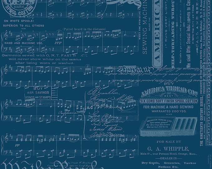 Sew America Patriotic Text Fabric // J. Wecker Frisch // Riley Blake C17345-BLUE by the HALF YARD