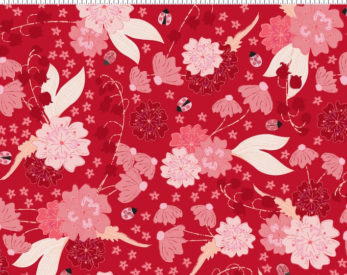 Ladybug Mania Floral Fabric // Clothworks Y3175-81 by the HALF YARD