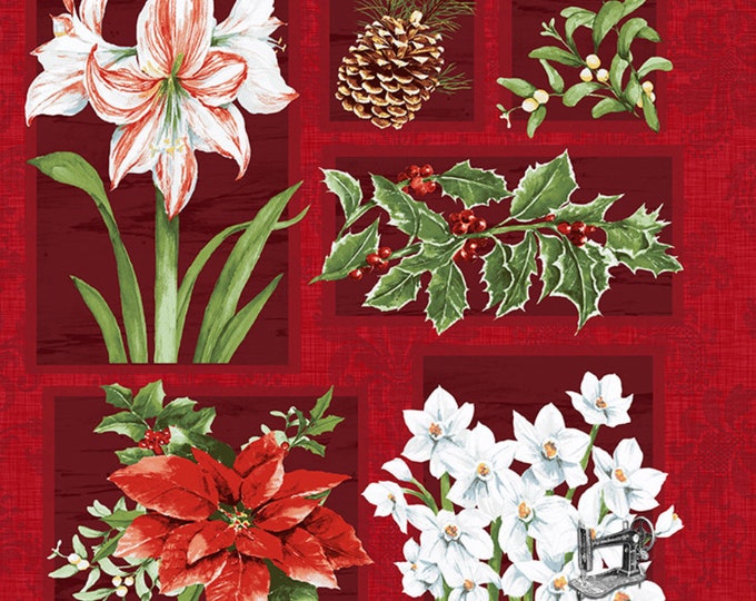 Holidays Remembered Floral 23" x 22" Panel by Barb Tourtillotte for Clothworks Y2401-52