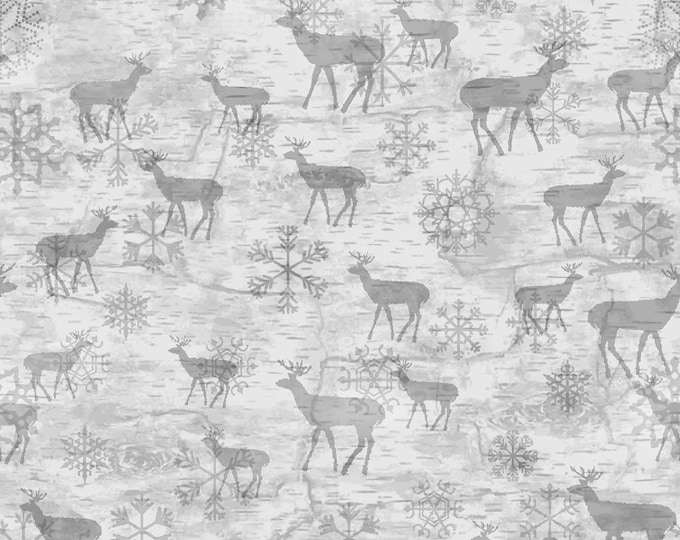 Deer and Frost Evening Frost Fabric // Benartex 09655 08 by the HALF YARD