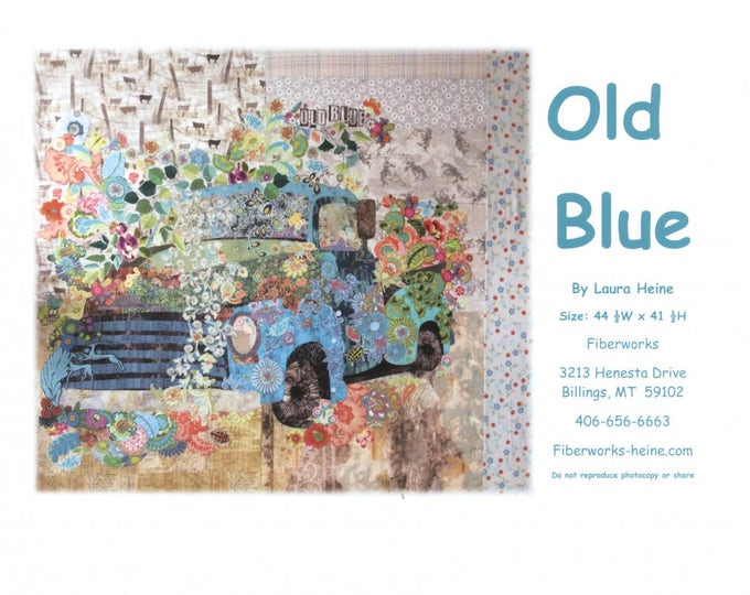 Old Blue Vintage Truck Collage Quilt Pattern by Laura Heine for Fiberworks LHFWOB