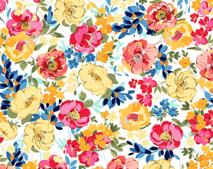 Penelope Stylized Floral Fabric // Quilting Treasures 26551-Z by the HALF YARD