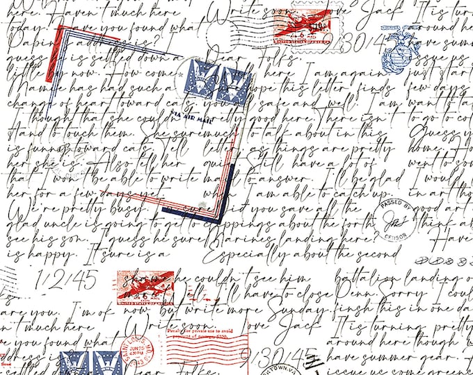 Sew America Dear Folks WWII Fabric // J. Wecker Frisch // Riley Blake C17347-White by the HALF YARD