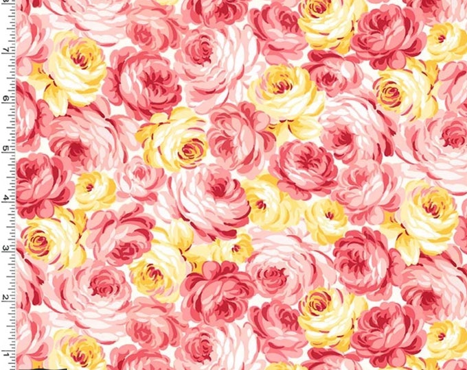 Country Cottage Garden Floral Fabric // Michael Miller CX9232-PEAC-D by the HALF YARD