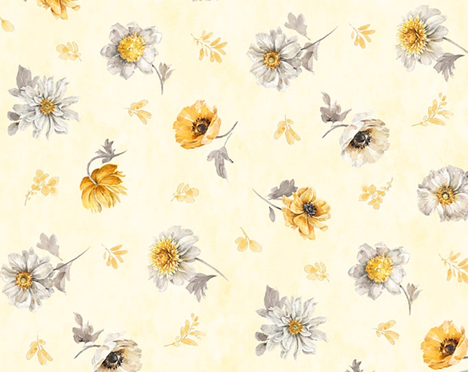 Fields of Gold Floral Toss Fabric // Wilmington Prints 1409 86500 559 by the HALF YARD