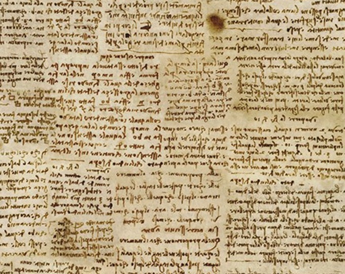 Leonardo Da Vinci Antique Text Fabric // Robert Kaufman SRKD-20098-199 by the HALF YARD