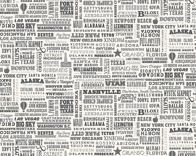 Destinations United States Names Fabric // Riley Blake Designs C10029 by the HALF YARD