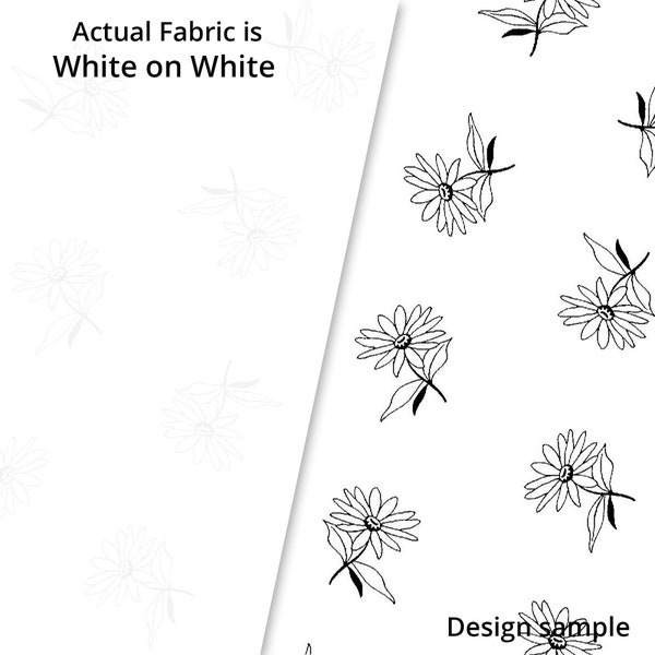 P&B Textiles Ramblings Spring Daisies White on White Fabric RAMS4210-W by the HALF YARD