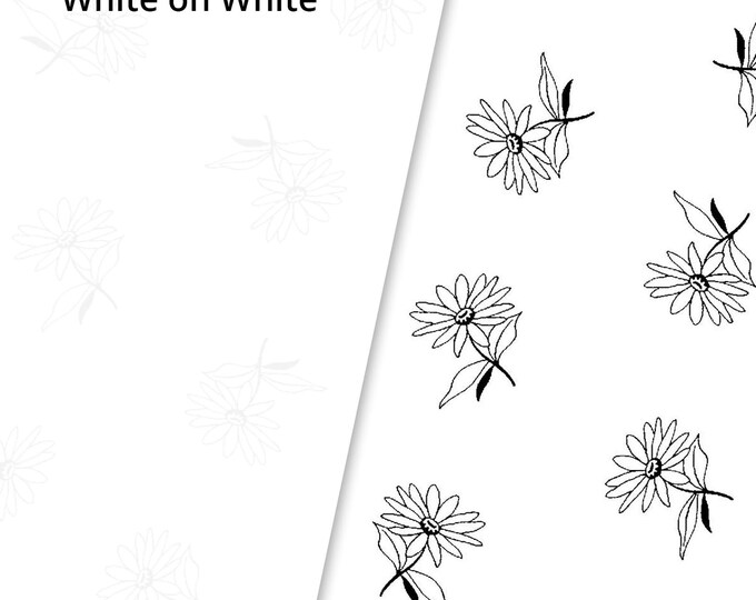 P&B Textiles Ramblings Spring Daisies White on White Fabric RAMS4210-W by the HALF YARD