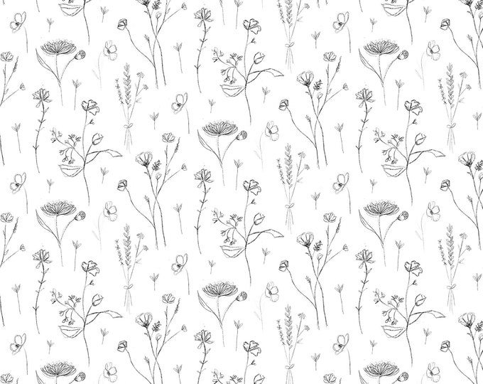 Royal Jelly Sketched Floral Fabric // Blank Quilting 2852-01 by the Half Yard