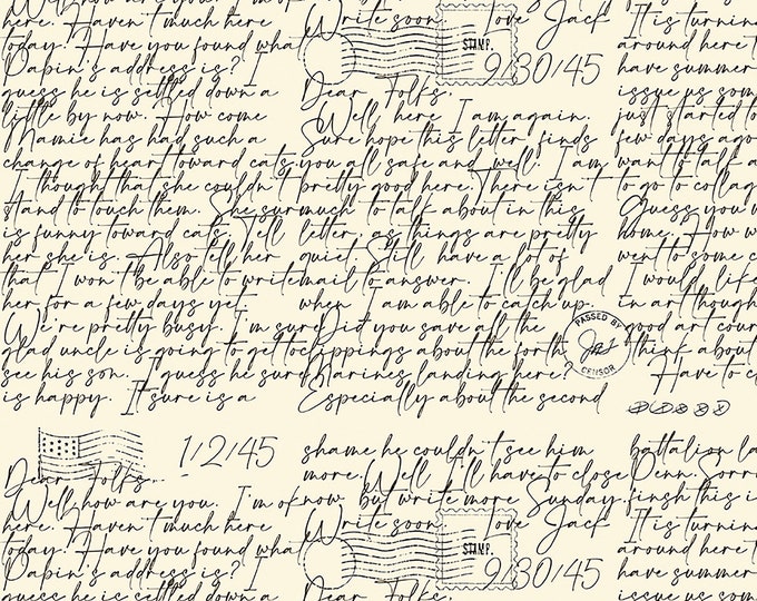 Art Journal Dear Folks Fabric // Riley Blake Designs C13034-Parchment by the HALF YARD