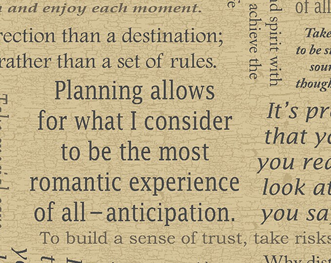 Inspiration for Living Words Fabric // Benartex 03039 70 Tan by the HALF YARD