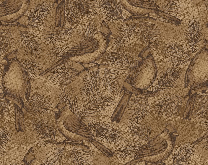 Wintersong Winterberry Bird Fabric // Benartex 02861 77 by the HALF YARD