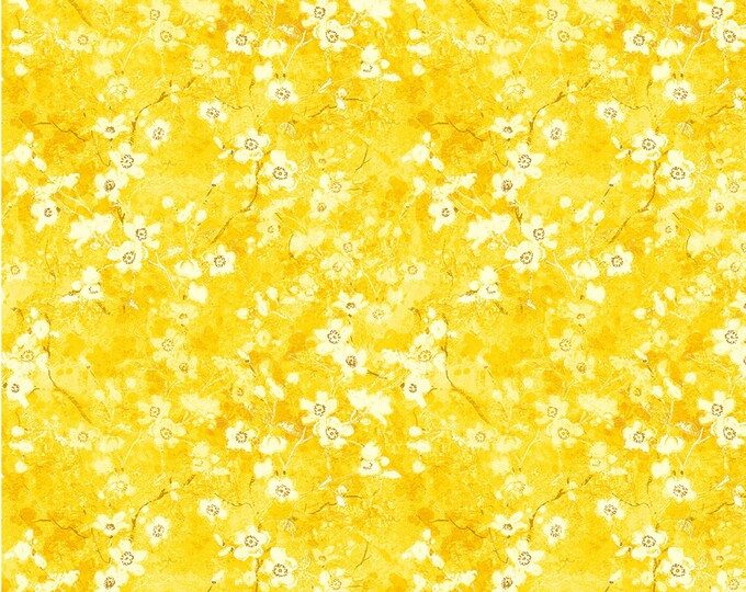 Sunny Delight Flowering Branches Fabric // Michael Miller CM9850-YELL-D by the HALF YARD