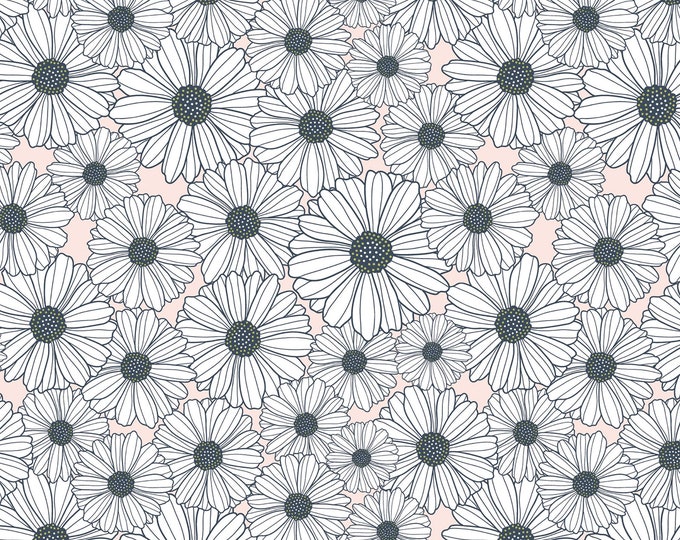 Daisy Mae White Floral Fabric // Poppie Cotton POCDM20112 by the Half Yard