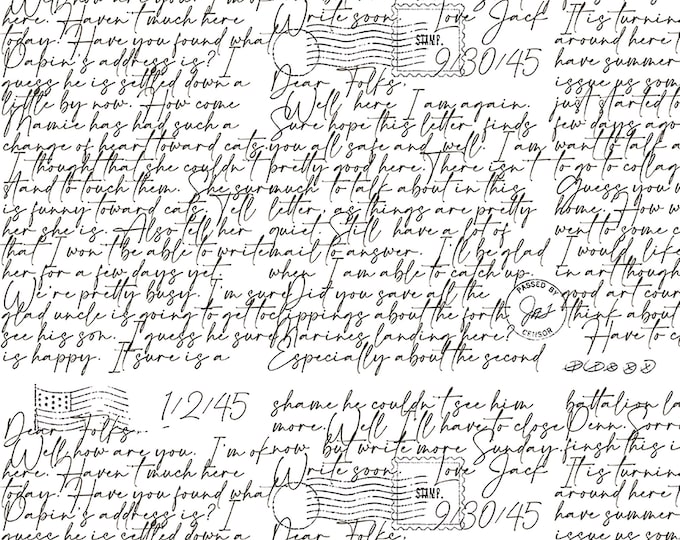 Art Journal Dear Folks Fabric // Riley Blake Designs C13034-White by the HALF YARD