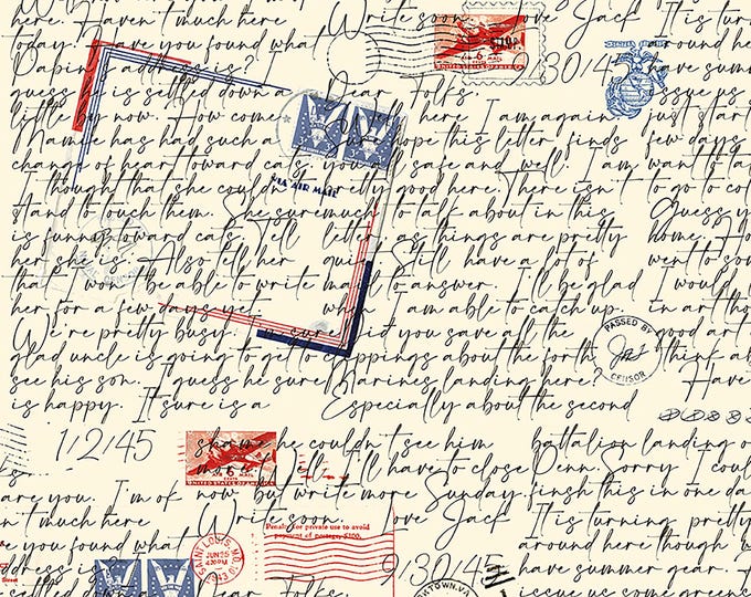 Sew America Dear Folks WWII Fabric // J. Wecker Frisch // Riley Blake C17347-Cream by the HALF YARD