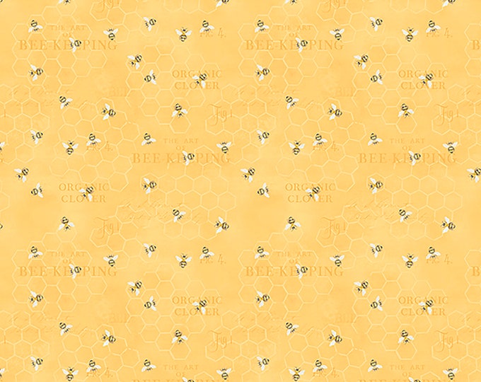 The Art of Beekeeping Bees All Over Fabric // Wilmington Prints 3017 27609-519 by the HALF YARD