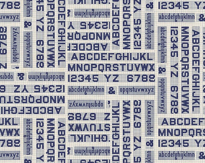 Tim Holtz Indigo Palette Typography Fabric // FreeSpirit PWTH295.INDIGO by the Half Yard