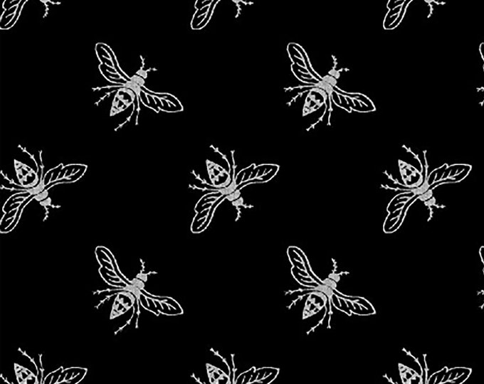 Precious Metal Buzzing Bees w/Metallic Fabric // Windham 51408M-4 by the HALF YARD