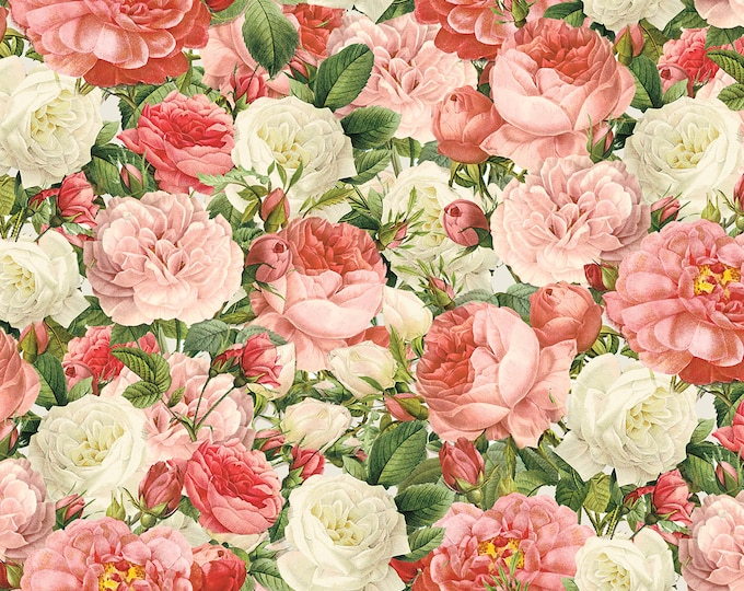 Lighthearted in Paris Vintage Rose Bouquet Fabric // David Textiles by the Half Yard