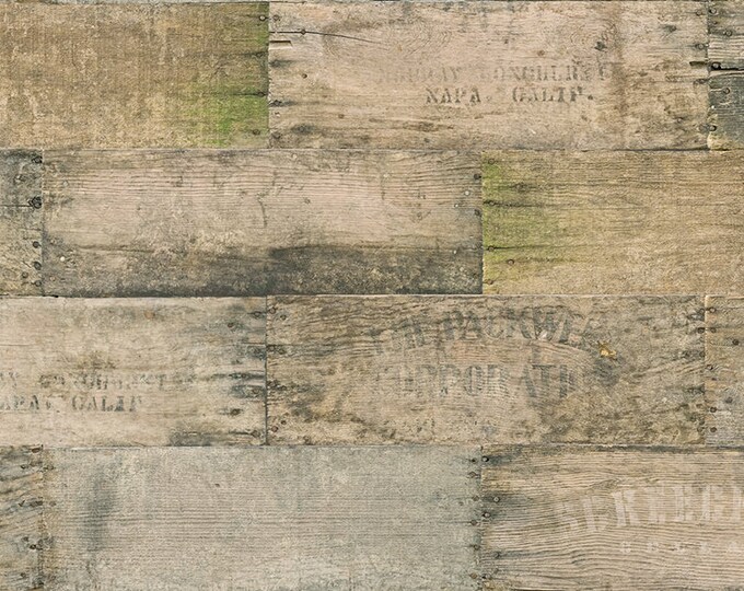Flea Market Moxie Wine Crates Wood Fabric // Moda 7365 12D by the HALF YARD