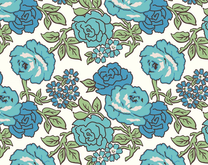Wide Back Flea Market Roses Blue 107" Fabric // Riley Blake WB10232-BLUE by the Half Yard